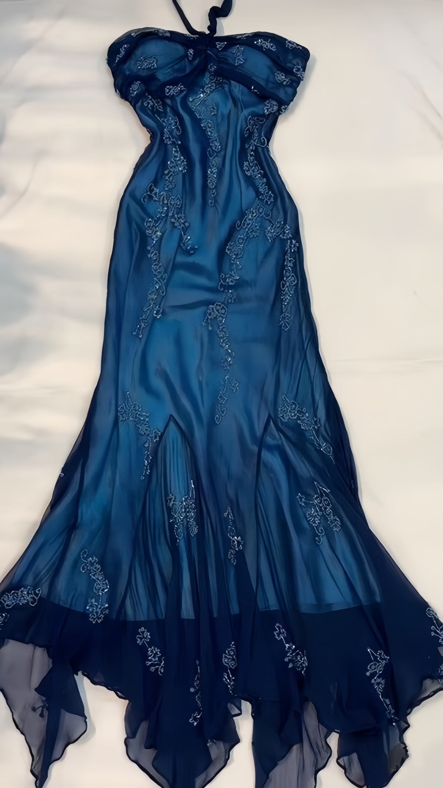 Vestidos de noche largos de gasa con apliques de encaje para graduación