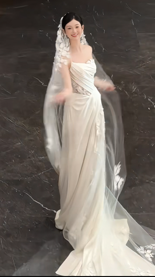 Vestido largo elegante de satén con un solo hombro y apliques de tul blanco, corte en A, para fiesta, boda o noche, GG1135