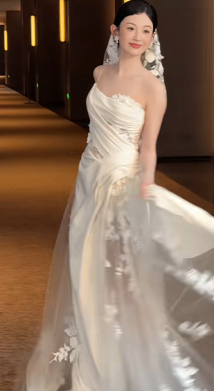 Vestido largo elegante de satén con un solo hombro y apliques de tul blanco, corte en A, para fiesta, boda o noche, GG1135