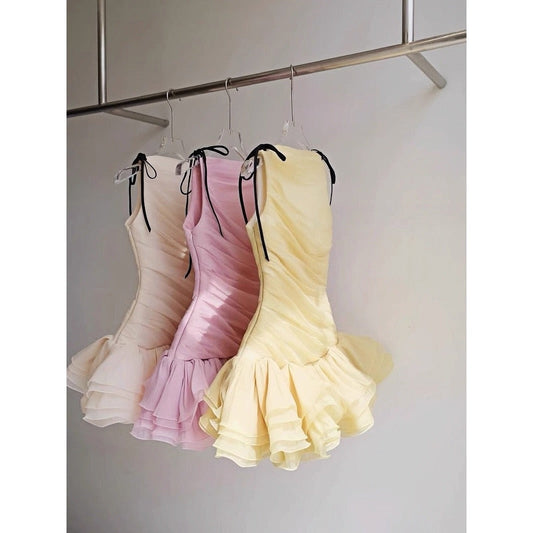 Vestidos de fiesta cortos, elegantes y cortos, de tul, con escote redondo, en rosa, para el regreso a casa, de noche, para cóctel, para 16 cumpleaños, DH2776