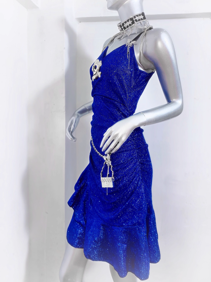 Charming Royal Blue Spaghetti Straps Ruffles Short Birthday Dress Homecoming Dress S614