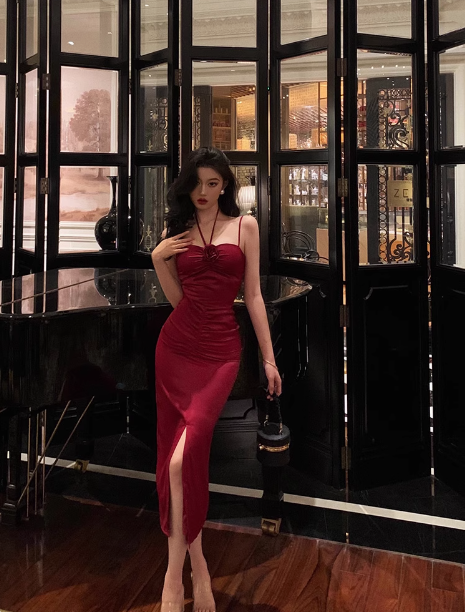 Vestido rojo sexy para fiesta de cumpleaños número 21, ideas para vestidos de cumpleaños para mujeres (DP1892)
