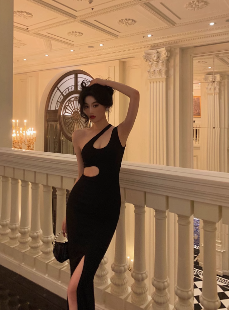 Sexy Sheath Black Satin 21st Birthday Dress Party Gown Birthday Outfits Birthday Dress Ideas For Women DP1882
