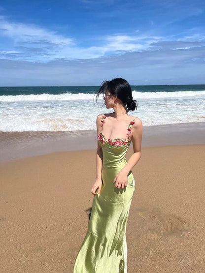 Cute Floral Green Party Dress, Sweetheart Sheath Prom Dress,AST1804