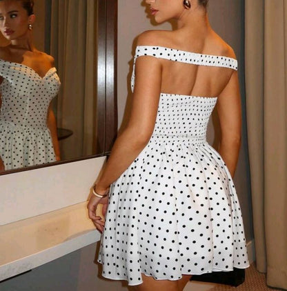 Cute White Dots Mini Homecoming Party Holiday Dresses,AST1814
