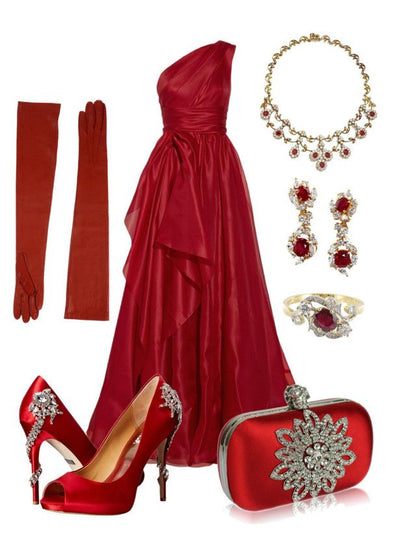 Gorgeous A line One Shoulder Red Chiffon Birthday Dress Prom Dress Graduation Dresses D2563