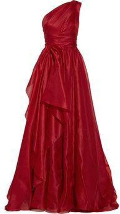 Gorgeous A line One Shoulder Red Chiffon Birthday Dress Prom Dress Graduation Dresses D2563