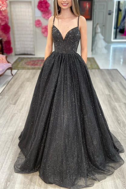 Vestido de fiesta rojo brillante con tirantes finos y corte A, vestidos de fiesta largos