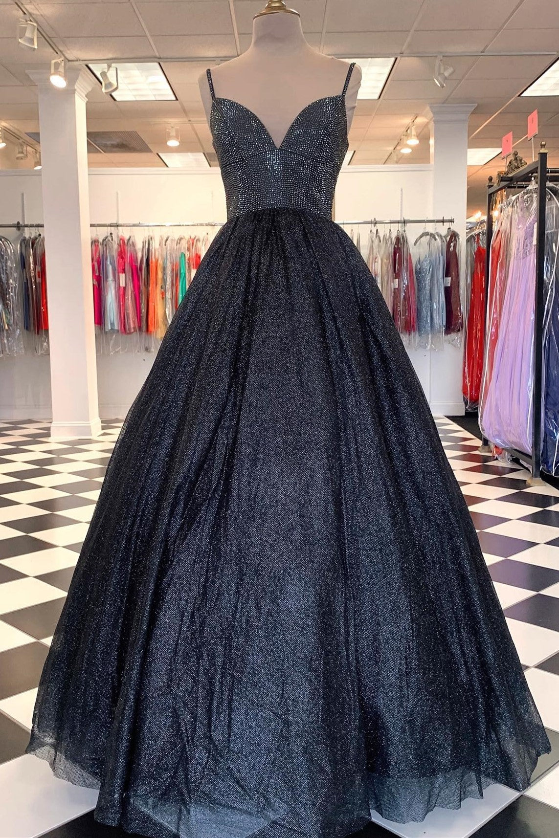 Vestido de fiesta rojo brillante con tirantes finos y corte A, vestidos de fiesta largos