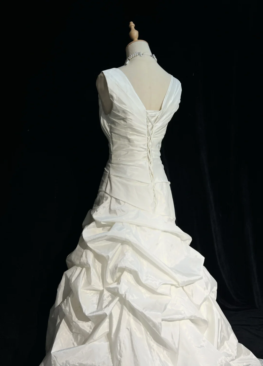 Vestido de novia vintage de los años 60, vestido de fiesta, escote cuadrado, sin mangas, de tafetán, plisado, largo, blanco, elegante, DH1015