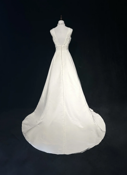 Vestido de novia vintage de los años 60, vestido de baile, escote corazón, sin mangas, satén con cuentas, largo blanco, vestidos de novia elegantes DH1016