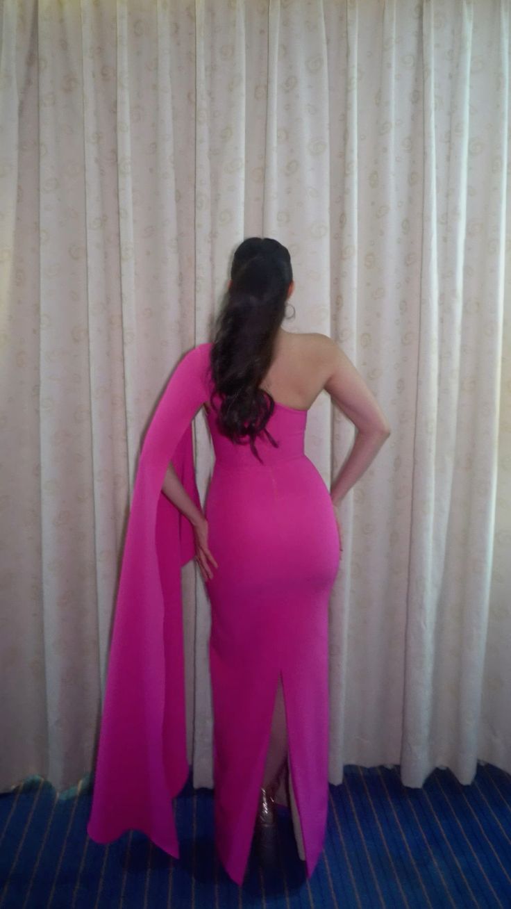 Elegante vestido de fiesta largo de gasa rosa intenso con un solo hombro, vestido de fiesta de verano para 22 cumpleaños, vestidos para 21 cumpleaños DH1028