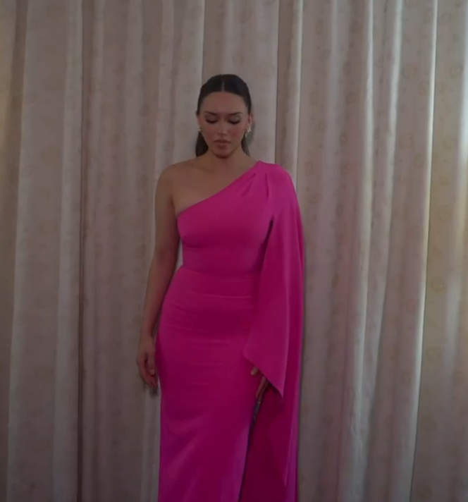 Elegante vestido de fiesta largo de gasa rosa intenso con un solo hombro, vestido de fiesta de verano para 22 cumpleaños, vestidos para 21 cumpleaños DH1028