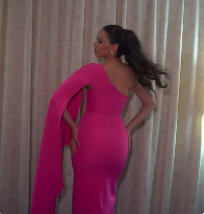 Elegante vestido de fiesta largo de gasa rosa intenso con un solo hombro, vestido de fiesta de verano para 22 cumpleaños, vestidos para 21 cumpleaños DH1028