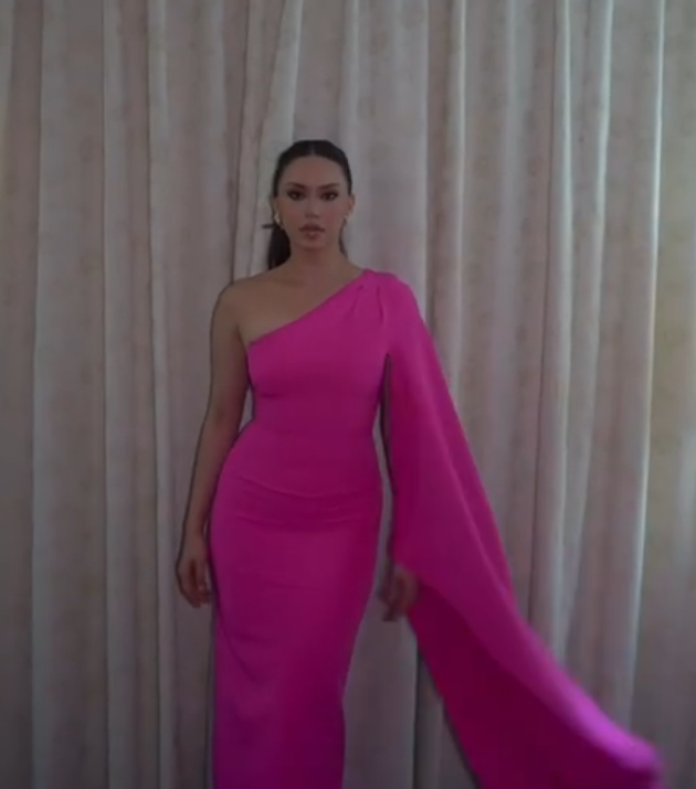 Elegante vestido de fiesta largo de gasa rosa intenso con un solo hombro, vestido de fiesta de verano para 22 cumpleaños, vestidos para 21 cumpleaños DH1028