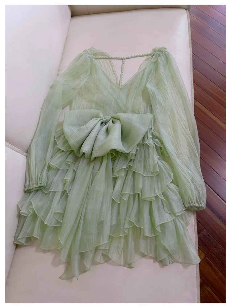 Lindos vestidos de fiesta de gasa verde menta con tirantes finos y corte en A para octavo grado, vestido de verano para escuela secundaria, atuendos para fiesta de bienvenida DH102