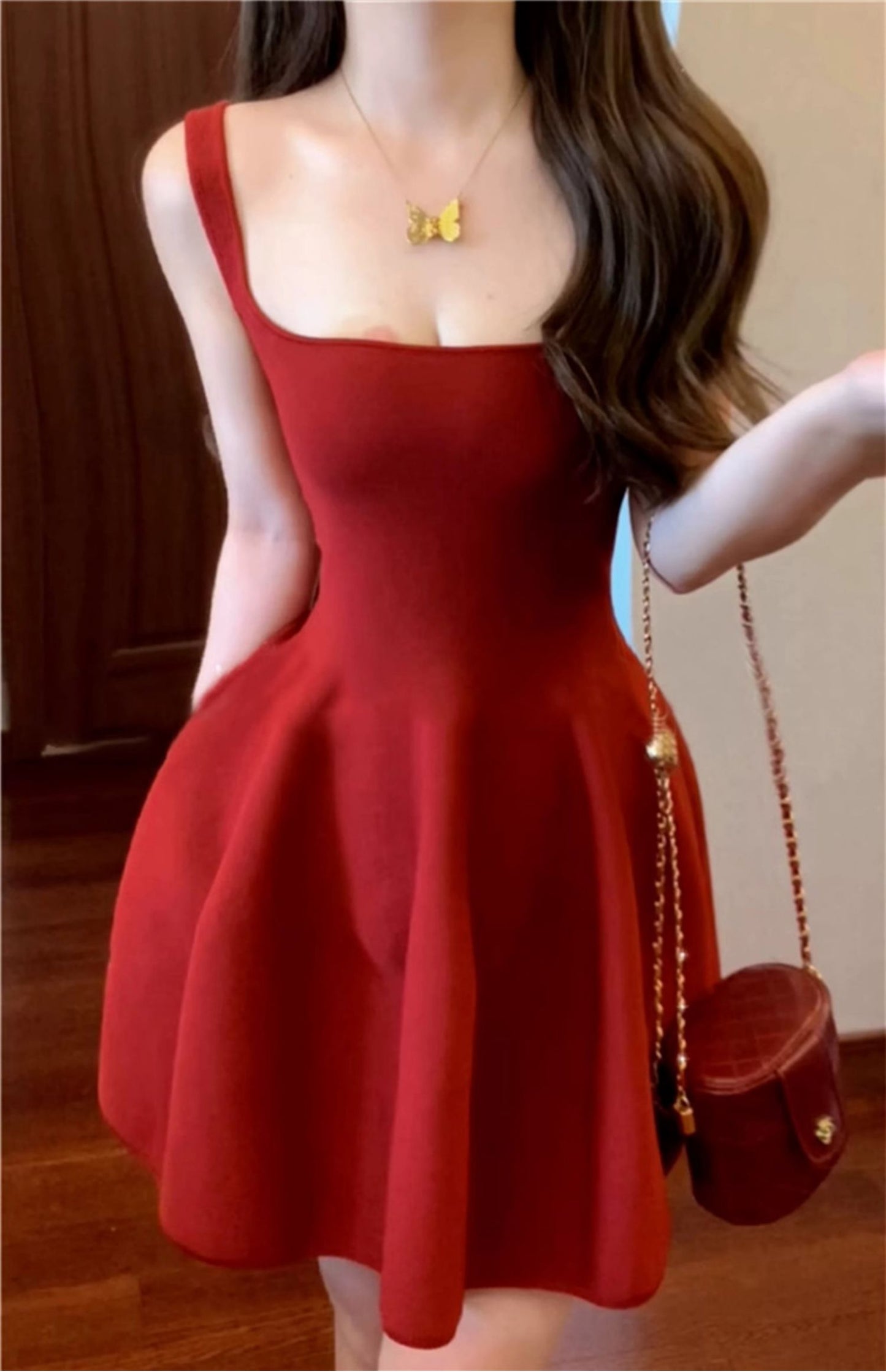 Cute A Line Square Red Satin Mini Short Formal 8th Grade Homecoming Dresses Summer Middle School Hoco Dress Homecoming Outfits DH1053