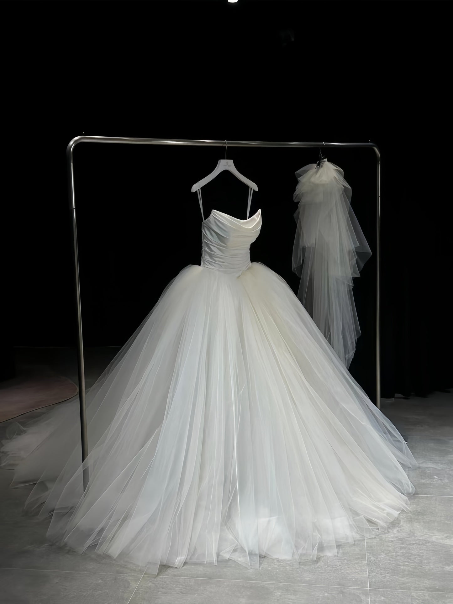 Hermoso vestido de novia, vestido de fiesta, sin tirantes, de tul, largo, de satén, blanco, DH106