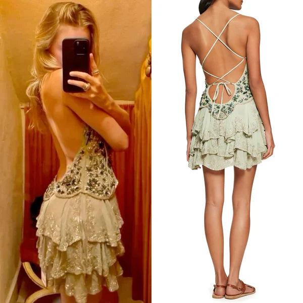 Vestido de fiesta vintage con bordado de cuentas, corte A, espalda descubierta, corto, para cóctel, TP4614