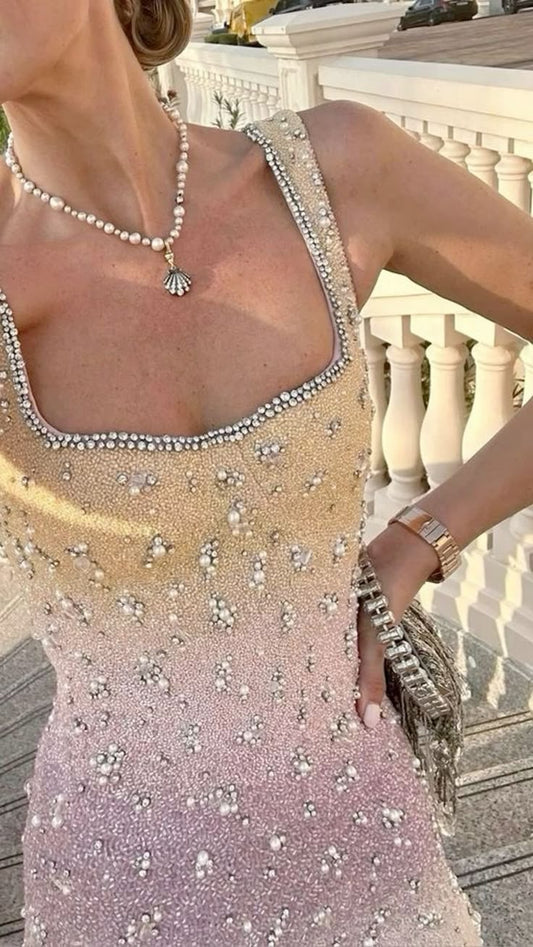 Cute Sheath Square Neck Sequin Pink Mini Short Formal 8th Grade Homecoming Dresses Summer Middle School Hoco Dress 21st Birthday Outfits DH1082