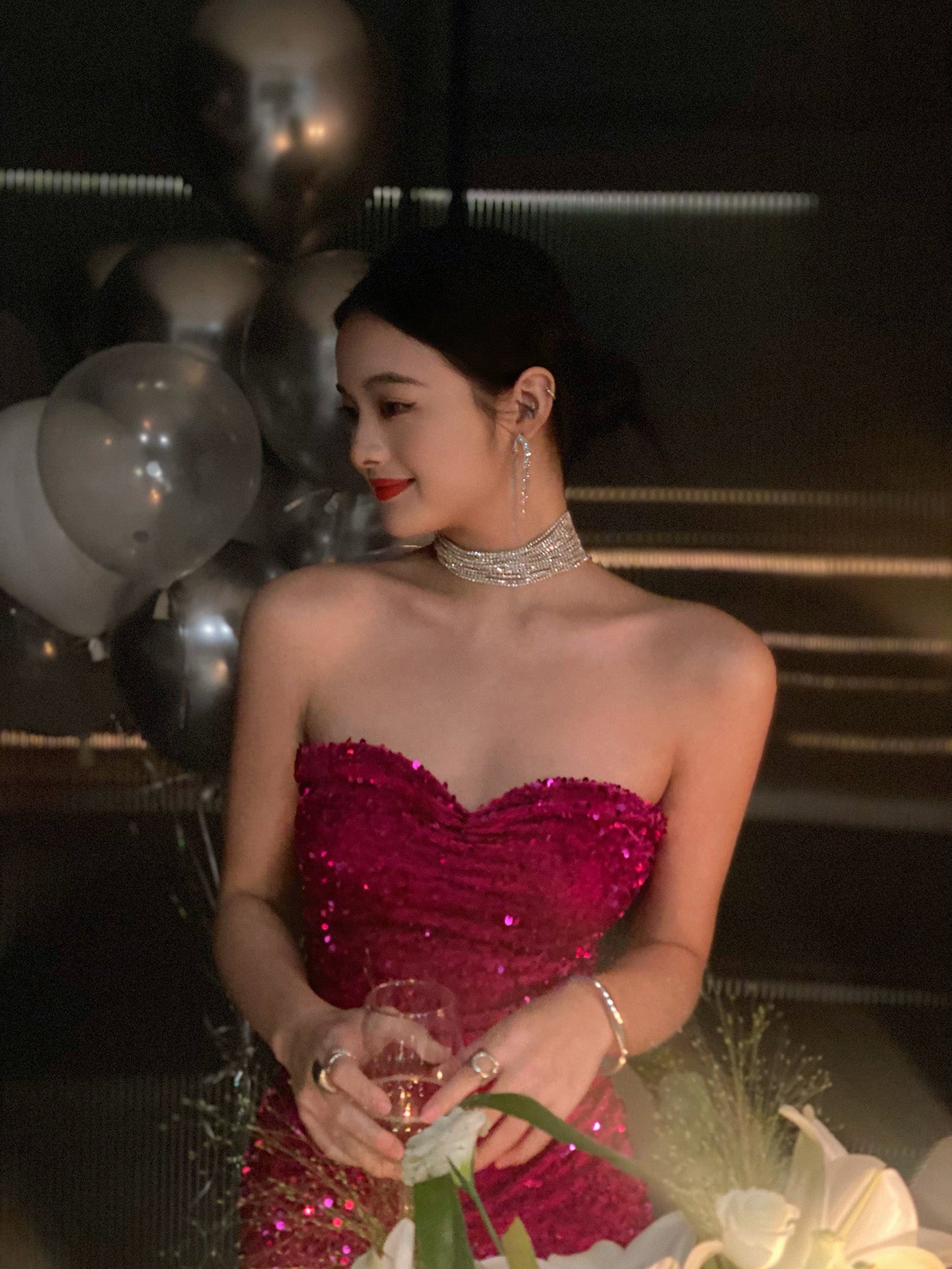 Cute Sheath Sweetheart Dragon Fruit Color Sequin Mini Short Formal 8th Grade Homecoming Dresses Summer Middle School Hoco Dress Homecoming Outfits DH1090