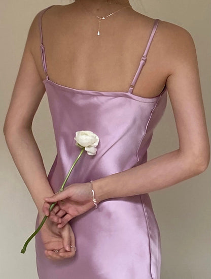 Simple Sheath Spaghetti Straps Lilac Satin Mini Short Formal 8th Grade Homecoming Dresses Summer Middle School Hoco Dress Homecoming Outfits DH1091