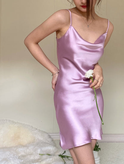 Simple Sheath Spaghetti Straps Lilac Satin Mini Short Formal 8th Grade Homecoming Dresses Summer Middle School Hoco Dress Homecoming Outfits DH1091