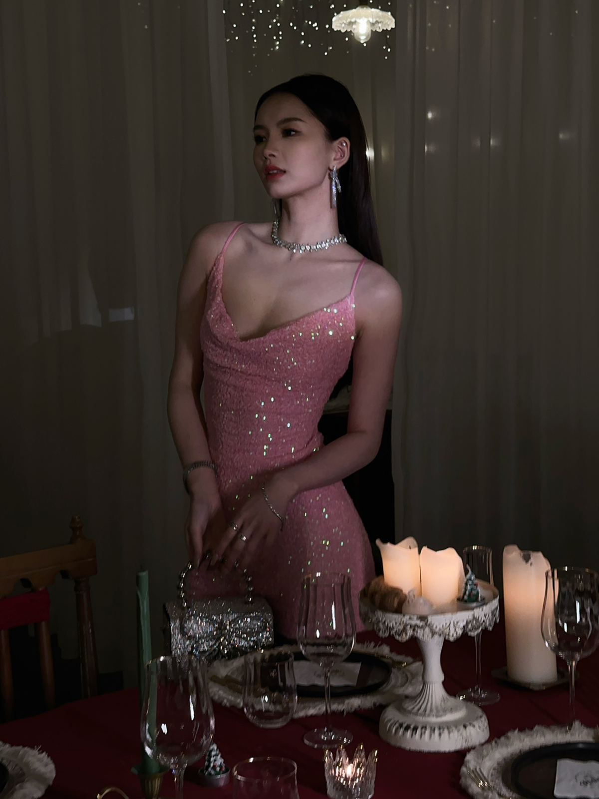 Cute Sheath Spaghetti Straps Pink Sequin Mini Short Formal 8th Grade Homecoming Dresses Summer Middle School Hoco Dress Homecoming Outfits DH1092