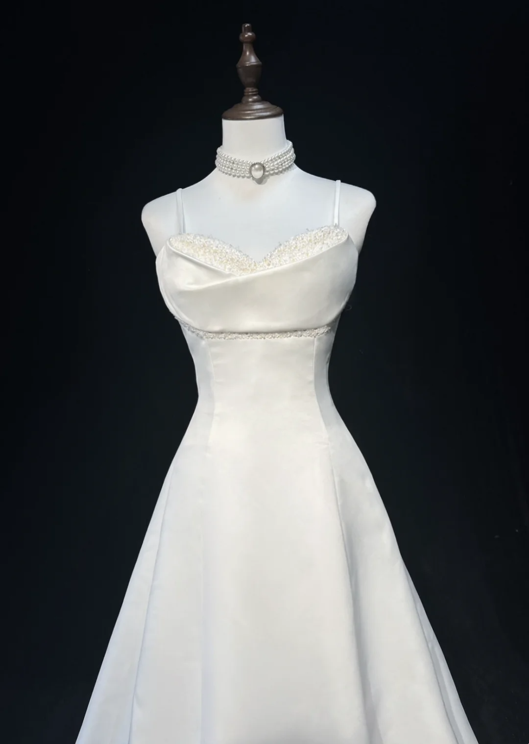 Vestido de novia vintage de los años 60, vestido de fiesta con tirantes finos, sin mangas, satén con cuentas, largo blanco, vestidos de novia elegantes de los años 90 DH1101