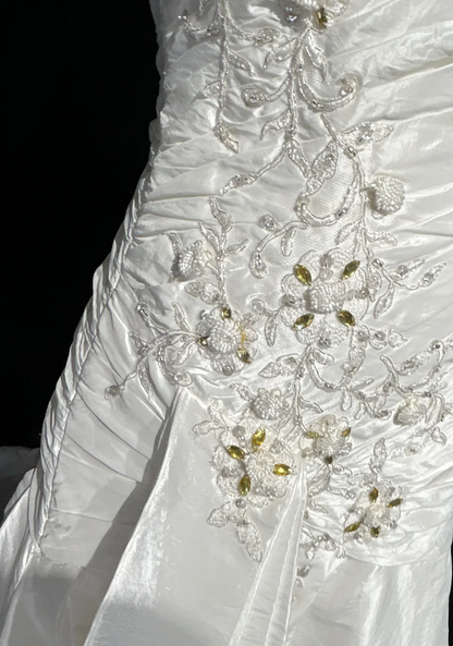 Vestido de novia único de sirena, sin tirantes, de encaje, sin mangas, blanco, años 50, vestidos de novia modestos, DH1103
