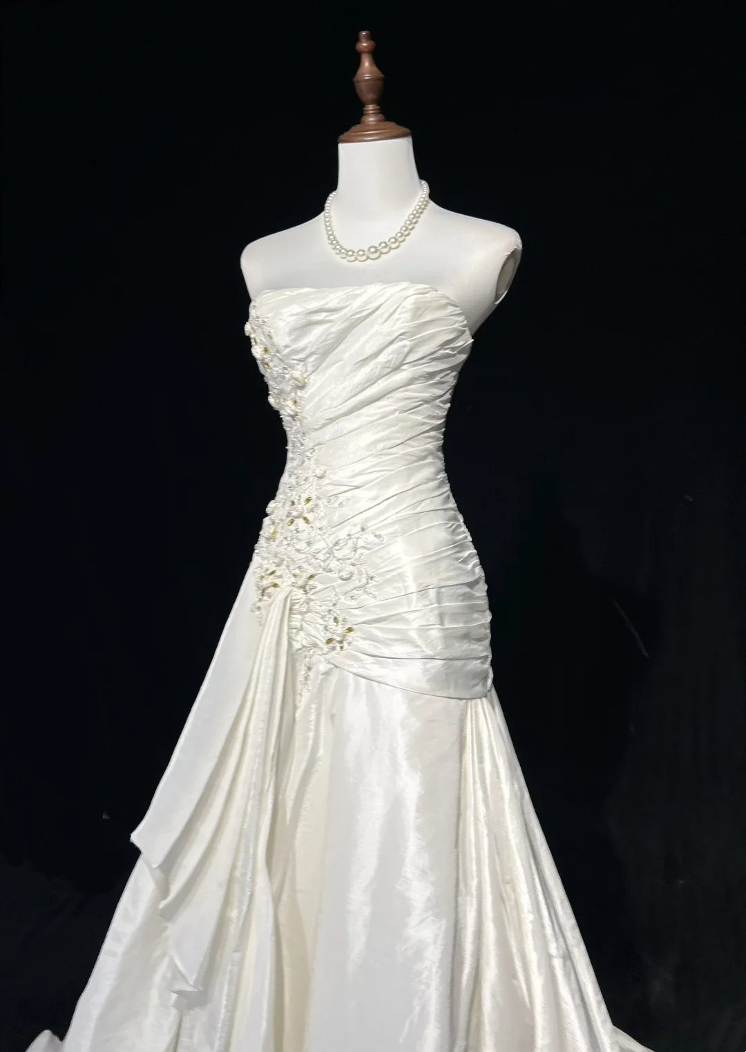 Vestido de novia único de sirena, sin tirantes, de encaje, sin mangas, blanco, años 50, vestidos de novia modestos, DH1103