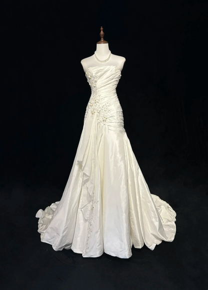 Vestido de novia único de sirena, sin tirantes, de encaje, sin mangas, blanco, años 50, vestidos de novia modestos, DH1103