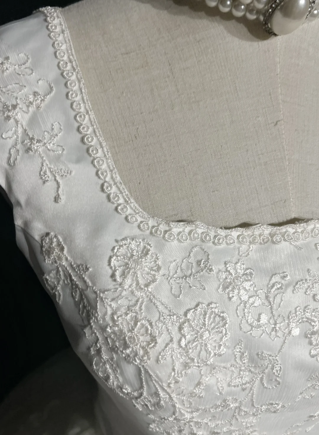 Vestido de novia vintage, vestido de fiesta, escote cuadrado, sin mangas, tul, encaje, largo, blanco, años 70, elegante, DH1104