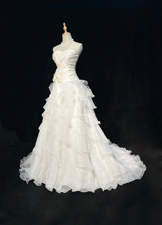 Vestido de novia único, vestido de baile, sin tirantes, de encaje, sin mangas, blanco, años 50, vestidos de novia modestos, DH1105