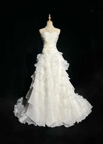 Vestido de novia único, vestido de baile, sin tirantes, de encaje, sin mangas, blanco, años 50, vestidos de novia modestos, DH1105