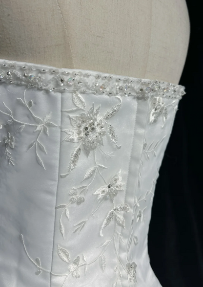 Vestido de novia vintage de los años 60, corte sirena, sin tirantes, de gasa, sin mangas, con encaje, largo, blanco, años 90, elegante, DH1107