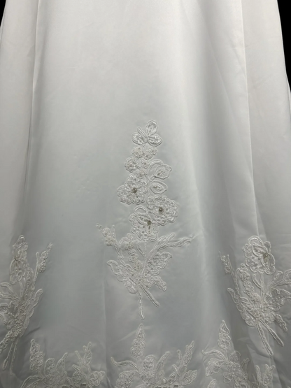 Vestido de novia vintage, corte A, hombros descubiertos, perlas, largo, blanco, años 70, elegante, DH1113