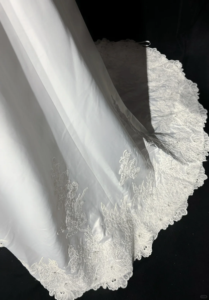 Vestido de novia vintage, corte A, hombros descubiertos, perlas, largo, blanco, años 70, elegante, DH1113