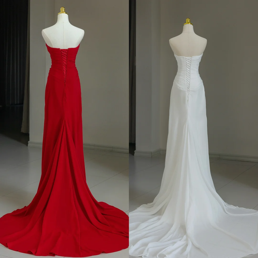 Vestido de novia modesto, corte tubo, hombros descubiertos, mangas cortas, tul, elegante, DH1127
