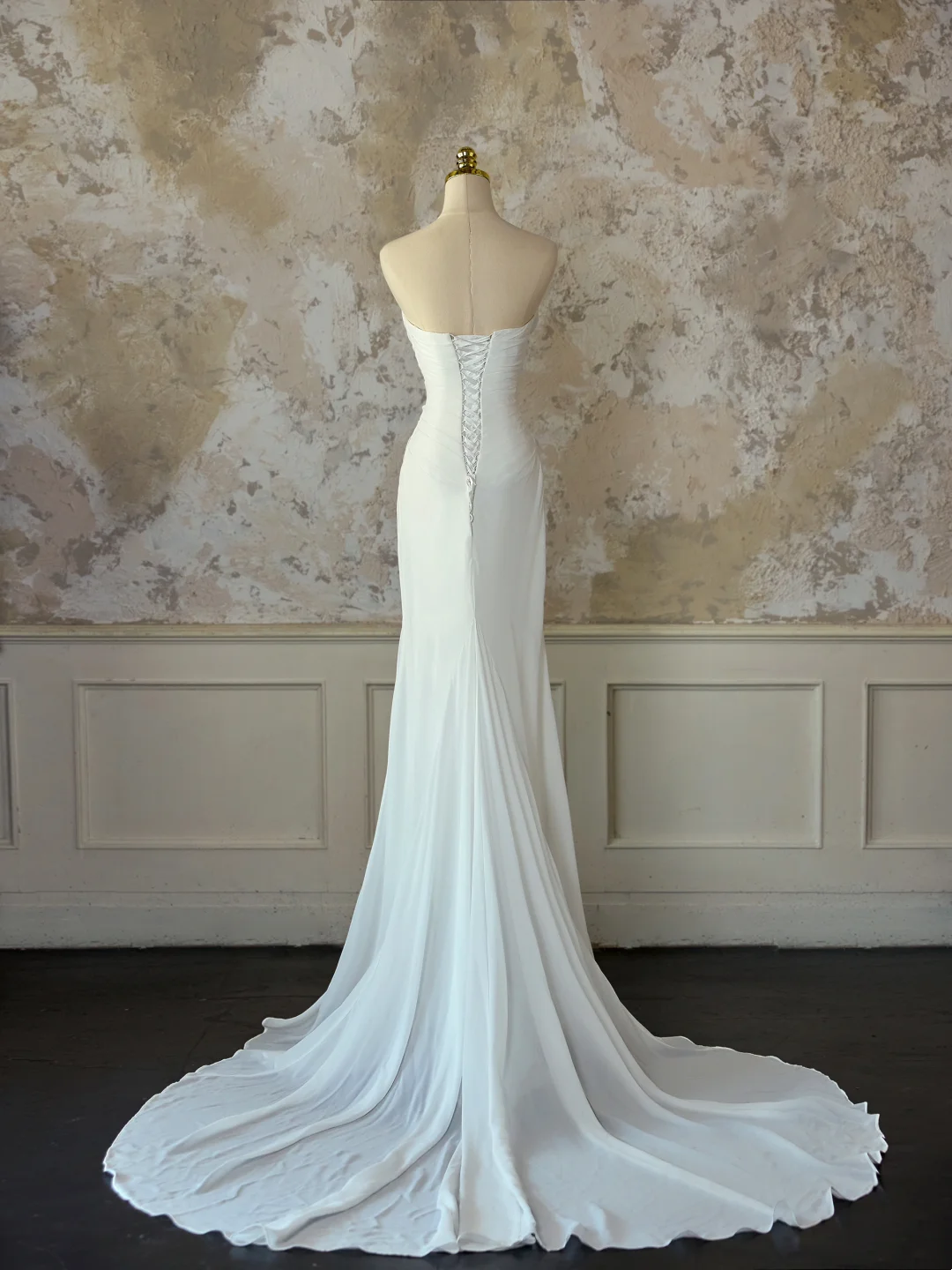 Vestido de novia modesto de corte sirena, escote corazón, sin mangas, de gasa, largo, blanco, elegante, DH1129