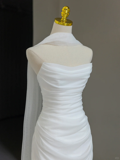 Vestido de novia modesto, con hombros descubiertos y mangas cortas de tul, elegante, DH1134