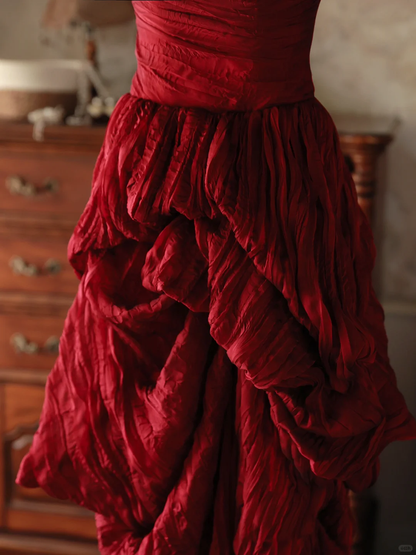 Elegante vestido de fiesta largo de satén rojo vino con cuello halter, para fiesta de verano, para 20 cumpleaños y 18 años, DH1139