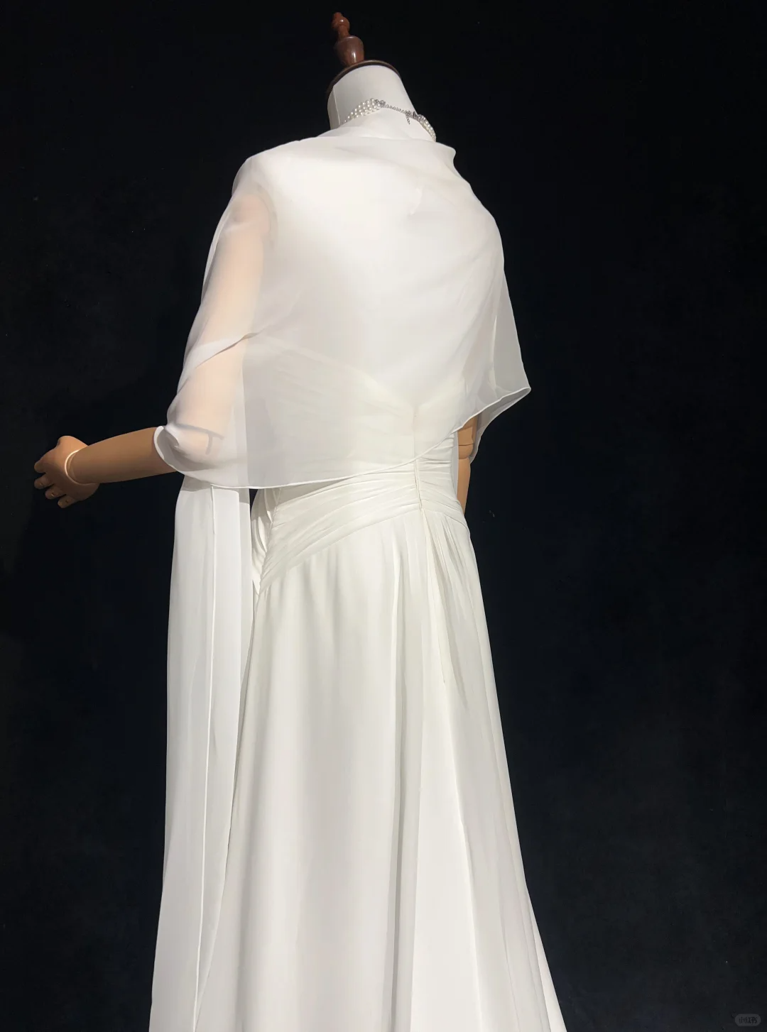 Vestido de novia único, corte A, tirantes finos, gasa, largo, blanco, años 50, vestidos de novia vintage, DH1144