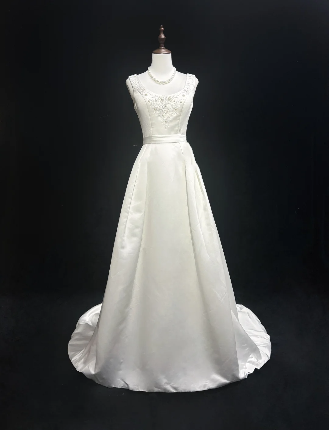 Vestido de novia único, vestido de fiesta, escote cuadrado, largo, blanco, de satén, años 70, vestidos de novia vintage DH1146