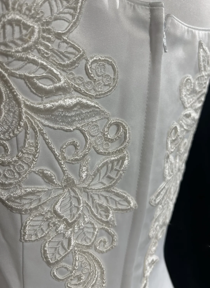 Vestido de novia único, vestido de fiesta, escote cuadrado, largo, blanco, de satén, años 90, vestidos de novia vintage, DH1150
