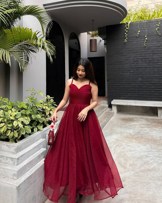 Elegante vestido de fiesta largo burdeos con tirantes finos y corte en A para verano, ideal para celebrar 20 cumpleaños y 18 años, DH118