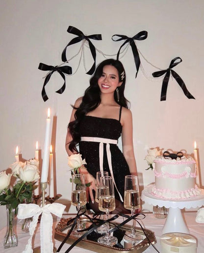 Vestido negro corto con lentejuelas, estilo vaina, para fiesta de 8.º grado, de verano, para escuela secundaria, para 18.º cumpleaños, DH1210