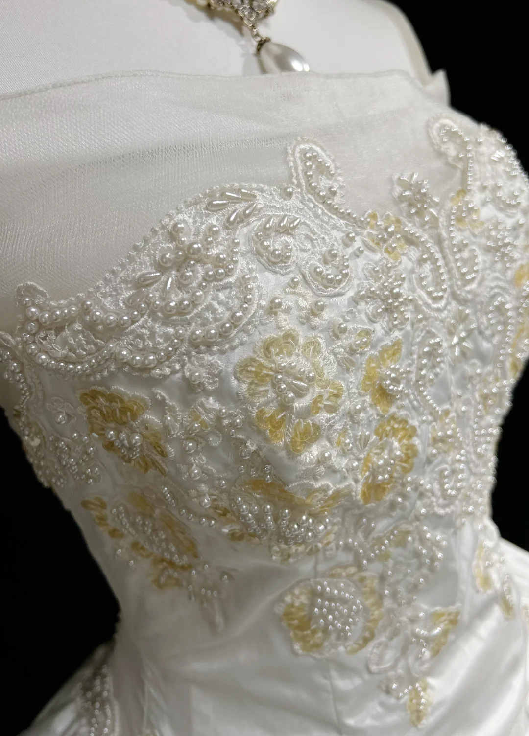 Vestido de novia único, de fiesta, con hombros descubiertos, blanco, de manga corta, de encaje, estilo vintage de los años 80, DH1258