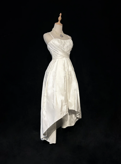 Vestido de novia único con tirantes finos, estilo años 90, blanco, estilo vintage, DH1261