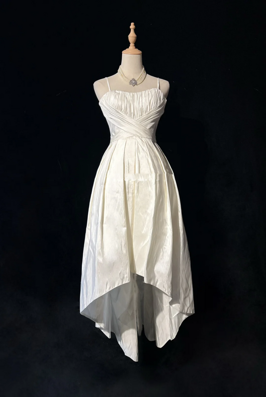 Unique Bridal Dress High Low Spaghetti Straps White 90s Wedding Dresses Vintage Bride Dress Bridal Gowns DH1261